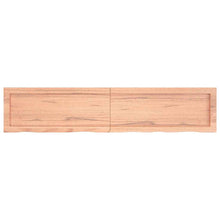 Wandschap 140x30x(2-4)cm behandeld massief eikenhout lichtbruin