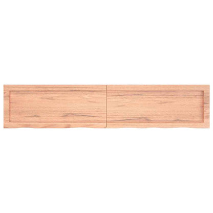 Wandschap 140x30x(2-4)cm behandeld massief eikenhout lichtbruin