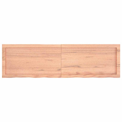 Wandschap 140X40X(2-4)Cm Behandeld Massief Eikenhout Lichtbruin 140 x 40 x 4 cm