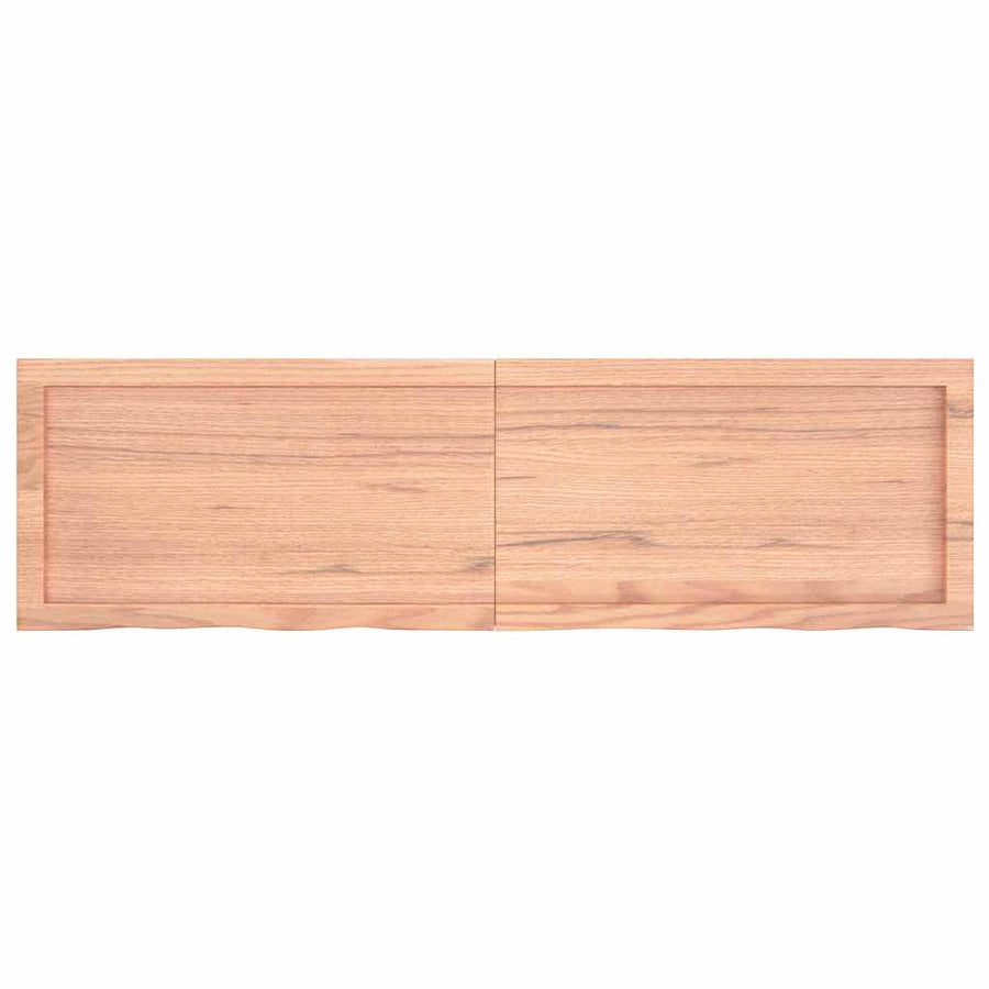 Wandschap 140X40X(2-4)Cm Behandeld Massief Eikenhout Lichtbruin 140 x 40 x 4 cm