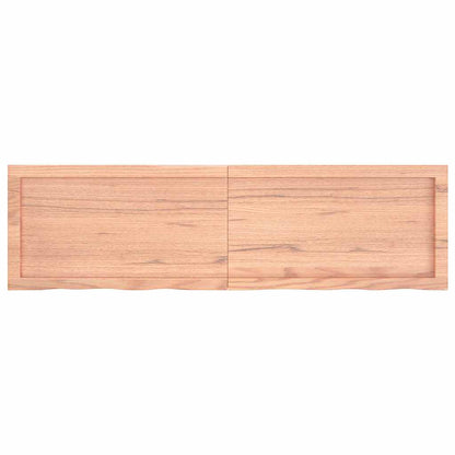 Wandschap 140X40X(2-4)Cm Behandeld Massief Eikenhout Lichtbruin 140 x 40 x 4 cm