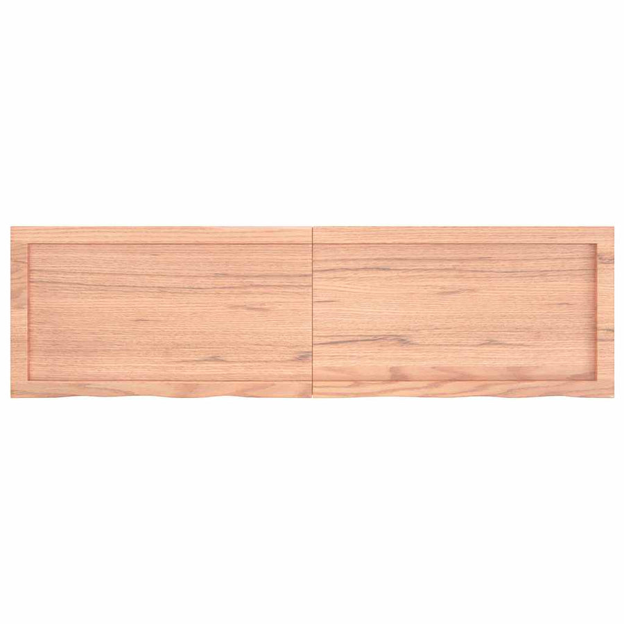 Wandschap 140X40X(2-4)Cm Behandeld Massief Eikenhout Lichtbruin 140 x 40 x 4 cm