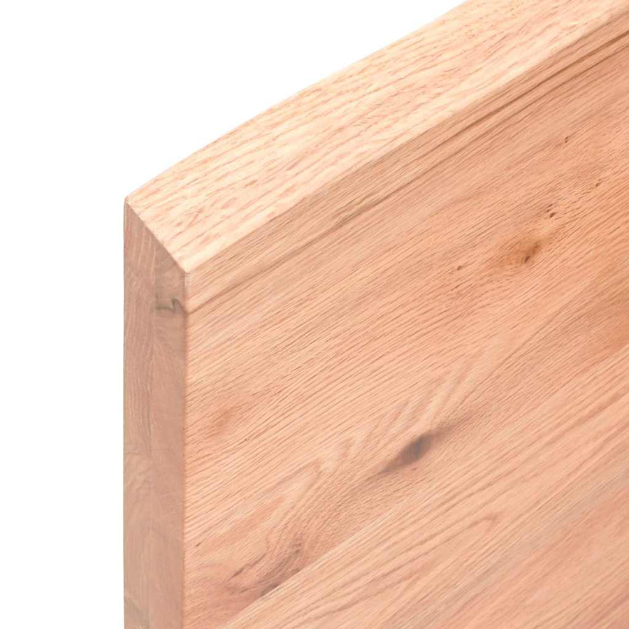 Wandschap 140X40X(2-4)Cm Behandeld Massief Eikenhout Lichtbruin 140 x 40 x 4 cm