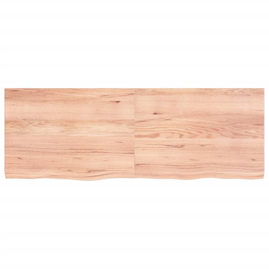 Wandschap 140x50x(2-4)cm behandeld massief eikenhout lichtbruin 140 x 50 x 4 cm