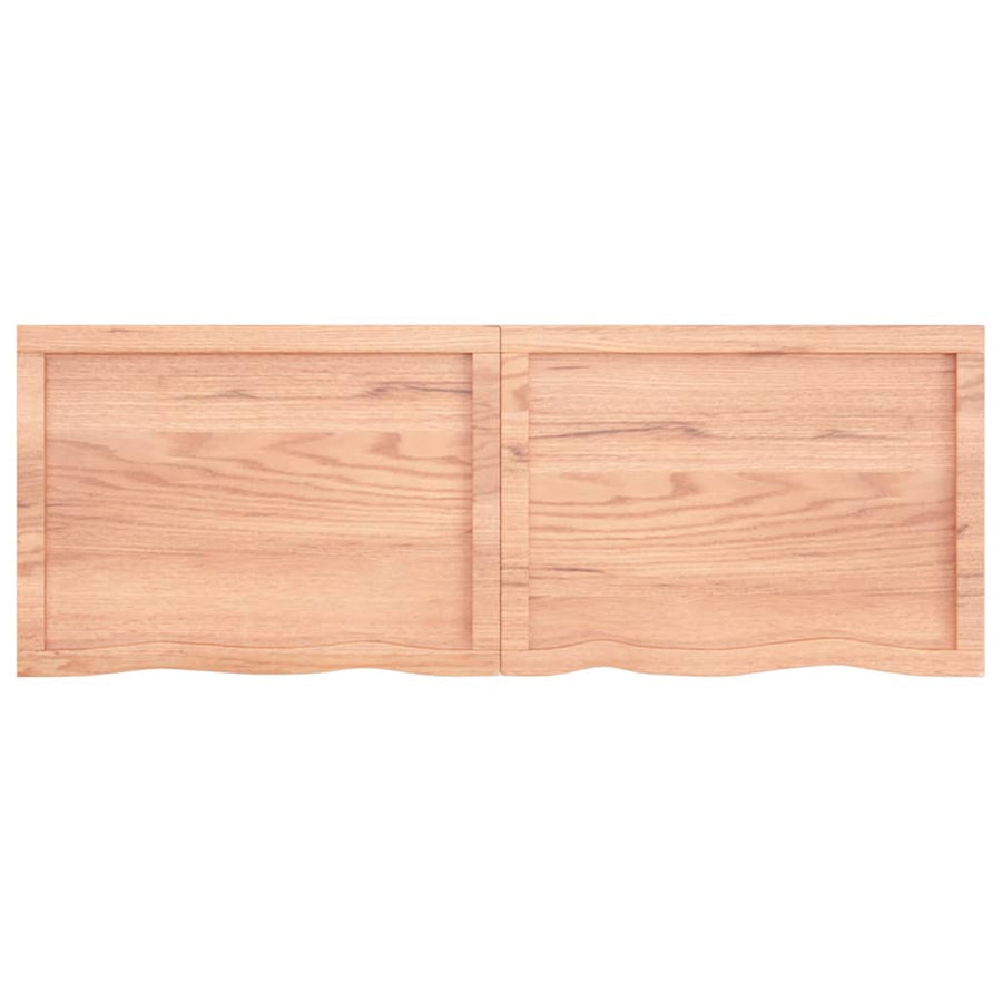Wandschap 140x50x(2-4)cm behandeld massief eikenhout lichtbruin 140 x 50 x 4 cm