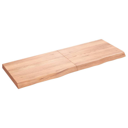 Wandschap 140x50x(2-6)cm behandeld massief eikenhout lichtbruin 140 x 50 x 6 cm