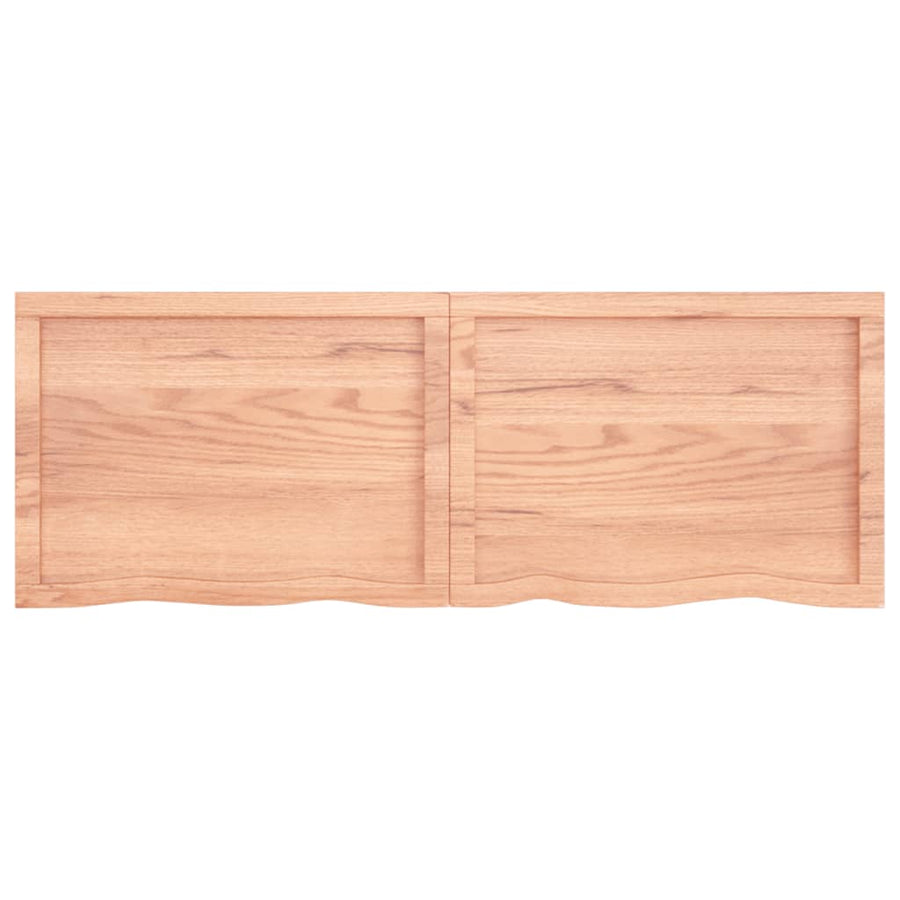 Wandschap 140x50x(2-6)cm behandeld massief eikenhout lichtbruin 140 x 50 x 6 cm