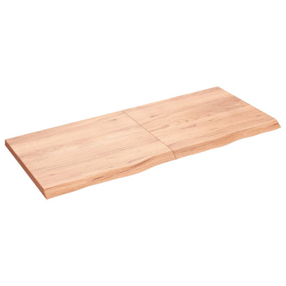 Wandschap 140x60x(2-4)cm behandeld massief eikenhout lichtbruin 140 x 60 x 4 cm