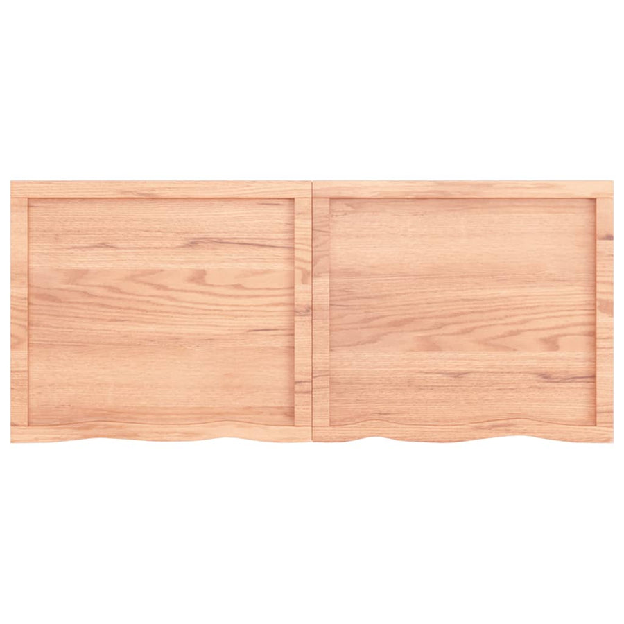 Wandschap 140x60x(2-4)cm behandeld massief eikenhout lichtbruin 140 x 60 x 4 cm