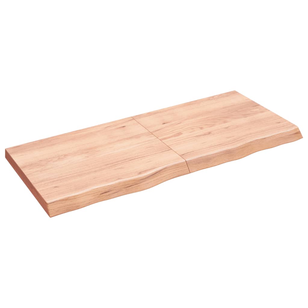 Wandschap 140x60x(2-6)cm behandeld massief eikenhout lichtbruin 140 x 60 x 6 cm