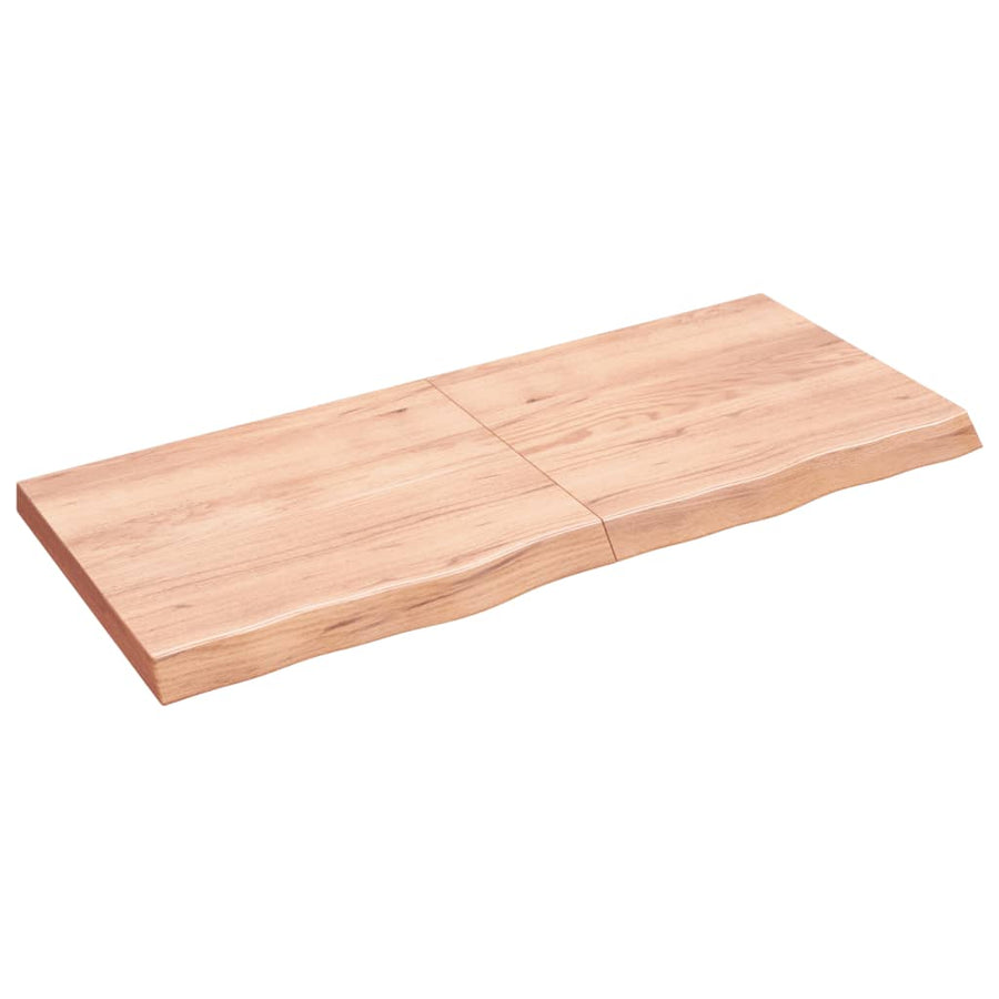 Wandschap 140x60x(2-6)cm behandeld massief eikenhout lichtbruin 140 x 60 x 6 cm