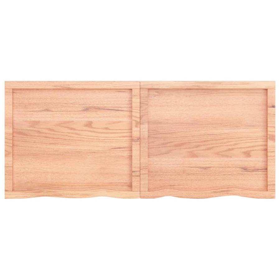 Wandschap 140x60x(2-6)cm behandeld massief eikenhout lichtbruin 140 x 60 x 6 cm