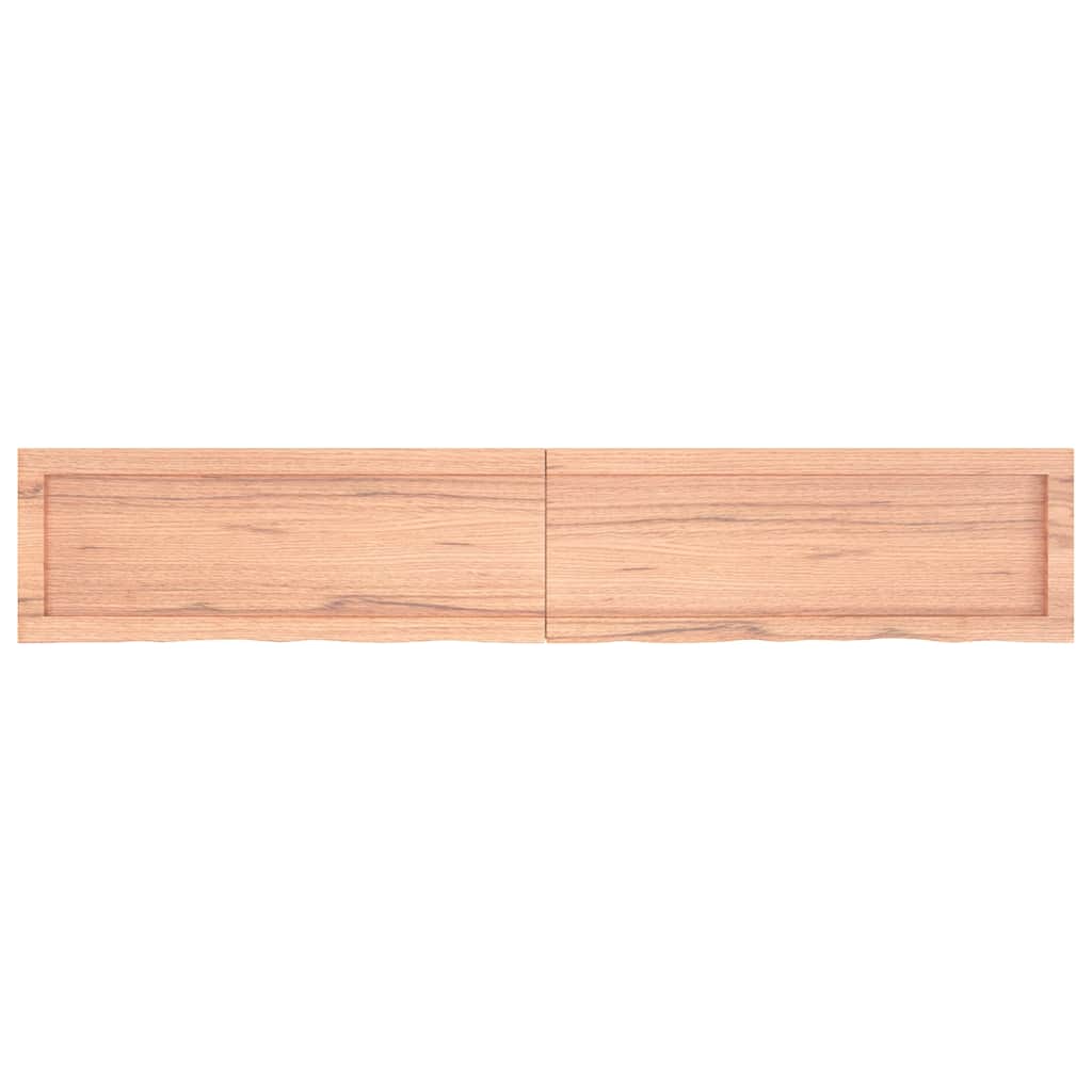 Wandschap 160X30X(2-4)Cm Behandeld Massief Eikenhout Lichtbruin 160 x 30 x 4 cm