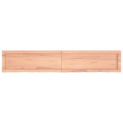 Wandschap 160X30X(2-4)Cm Behandeld Massief Eikenhout Lichtbruin 160 x 30 x 4 cm