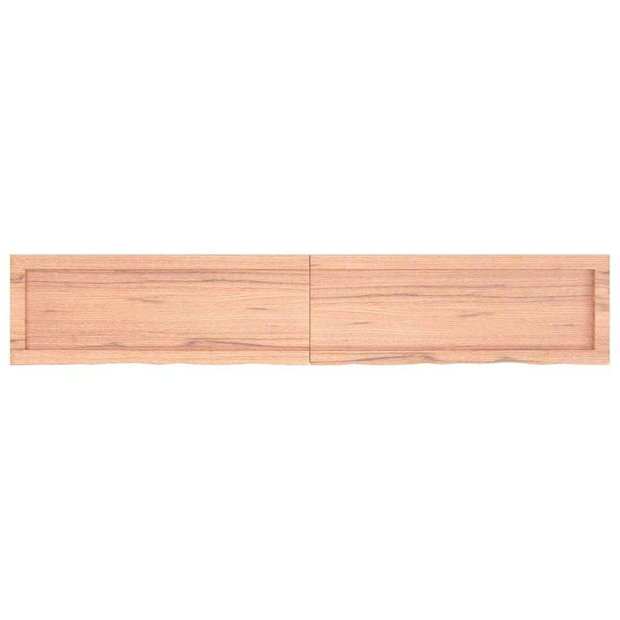 Wandschap 160X30X(2-4)Cm Behandeld Massief Eikenhout Lichtbruin 160 x 30 x 4 cm