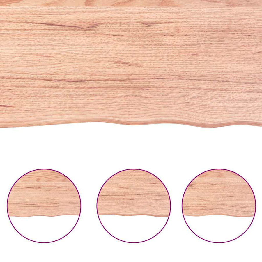 Wandschap 160X30X(2-4)Cm Behandeld Massief Eikenhout Lichtbruin 160 x 30 x 4 cm