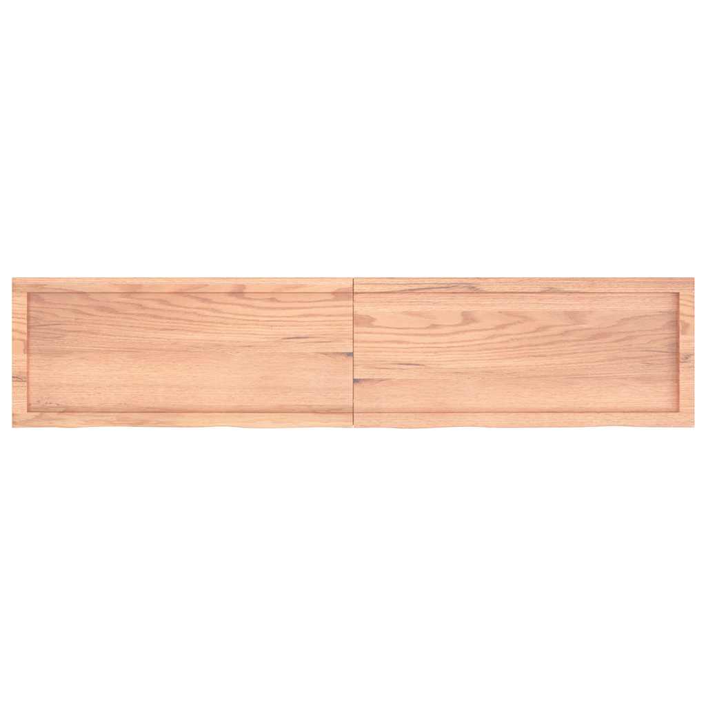 Wandschap 180X40X(2-4)Cm Behandeld Massief Eikenhout Lichtbruin 180 x 40 x 4 cm