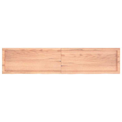 Wandschap 180X40X(2-4)Cm Behandeld Massief Eikenhout Lichtbruin 180 x 40 x 4 cm