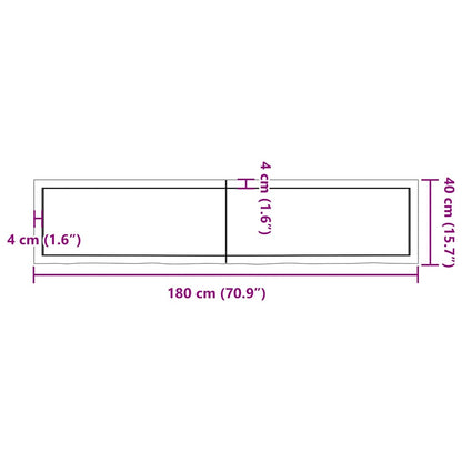Wandschap 180X40X(2-4)Cm Behandeld Massief Eikenhout Lichtbruin 180 x 40 x 4 cm