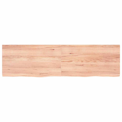 Wandschap 180X50X(2-4)Cm Behandeld Massief Eikenhout Lichtbruin 180 x 50 x 4 cm