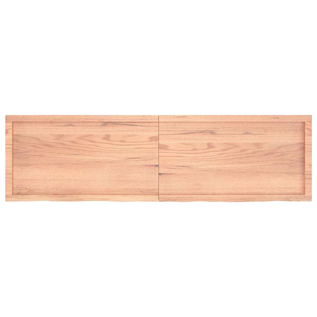 Wandschap 180X50X(2-4)Cm Behandeld Massief Eikenhout Lichtbruin 180 x 50 x 4 cm