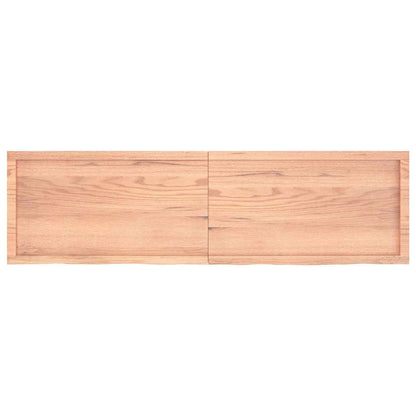 Wandschap 180X50X(2-4)Cm Behandeld Massief Eikenhout Lichtbruin 180 x 50 x 4 cm