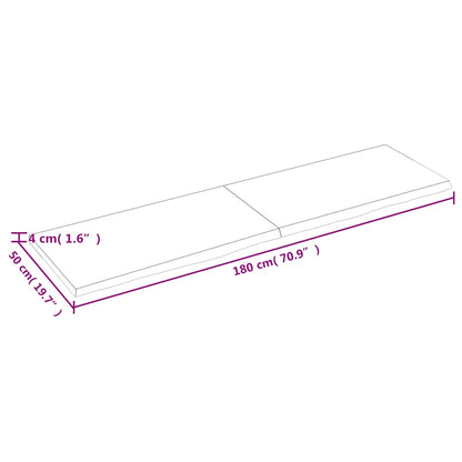 Wandschap 180X50X(2-4)Cm Behandeld Massief Eikenhout Lichtbruin 180 x 50 x 4 cm