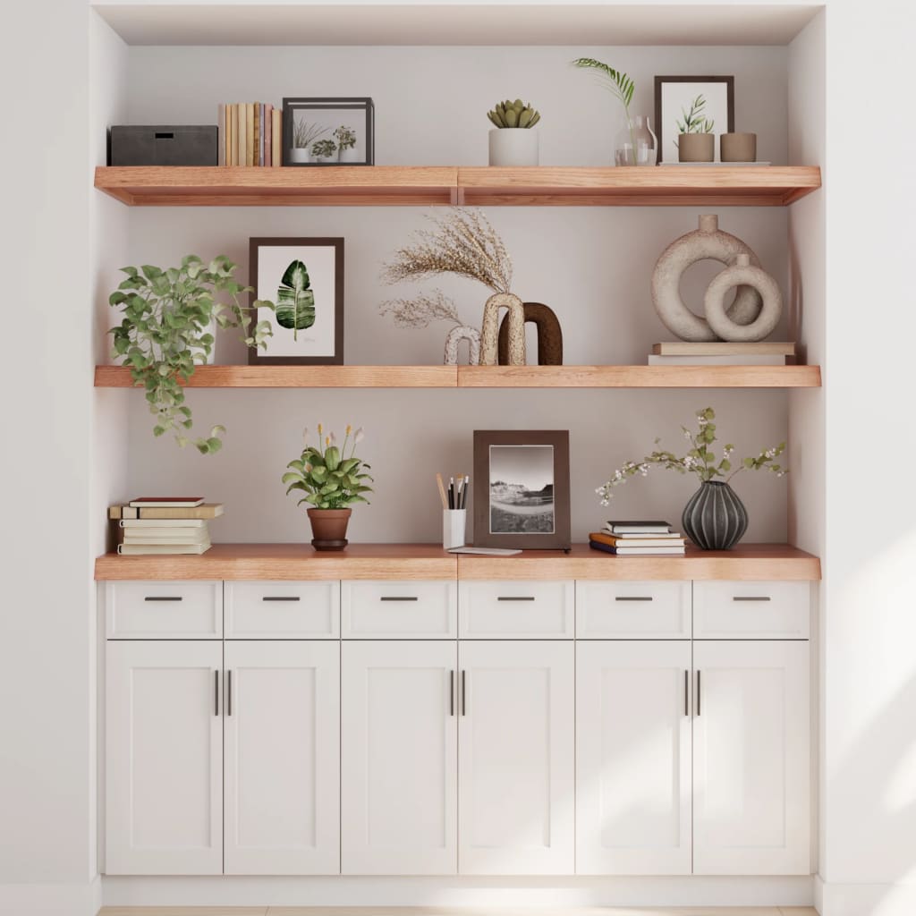 Wandschap 180x50x(2-6)cm behandeld massief eikenhout lichtbruin 180 x 50 x 6 cm