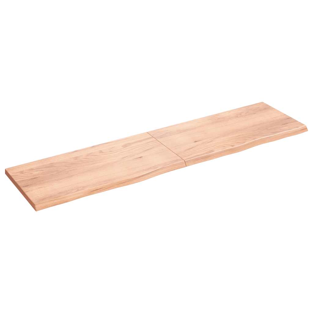 Wandschap 200X50X(2-4)Cm Behandeld Massief Eikenhout Lichtbruin 200 x 50 x 4 cm