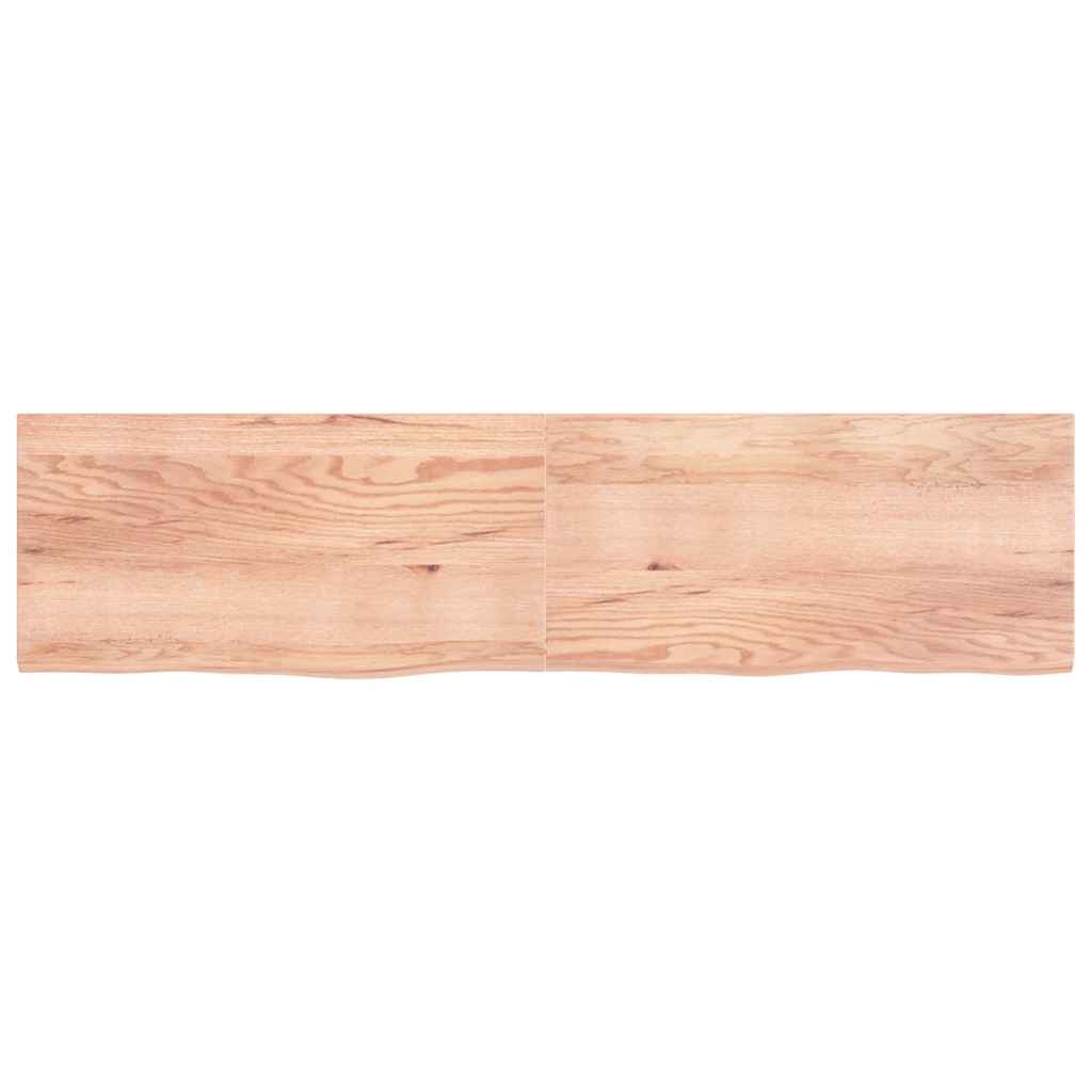 Wandschap 200X50X(2-4)Cm Behandeld Massief Eikenhout Lichtbruin 200 x 50 x 4 cm