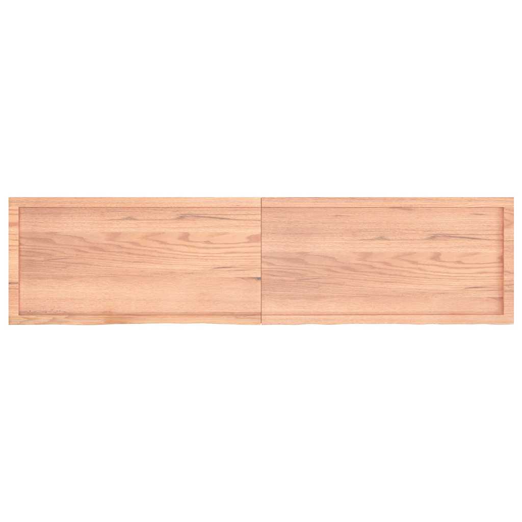 Wandschap 200X50X(2-4)Cm Behandeld Massief Eikenhout Lichtbruin 200 x 50 x 4 cm
