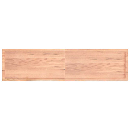 Wandschap 200X50X(2-4)Cm Behandeld Massief Eikenhout Lichtbruin 200 x 50 x 4 cm