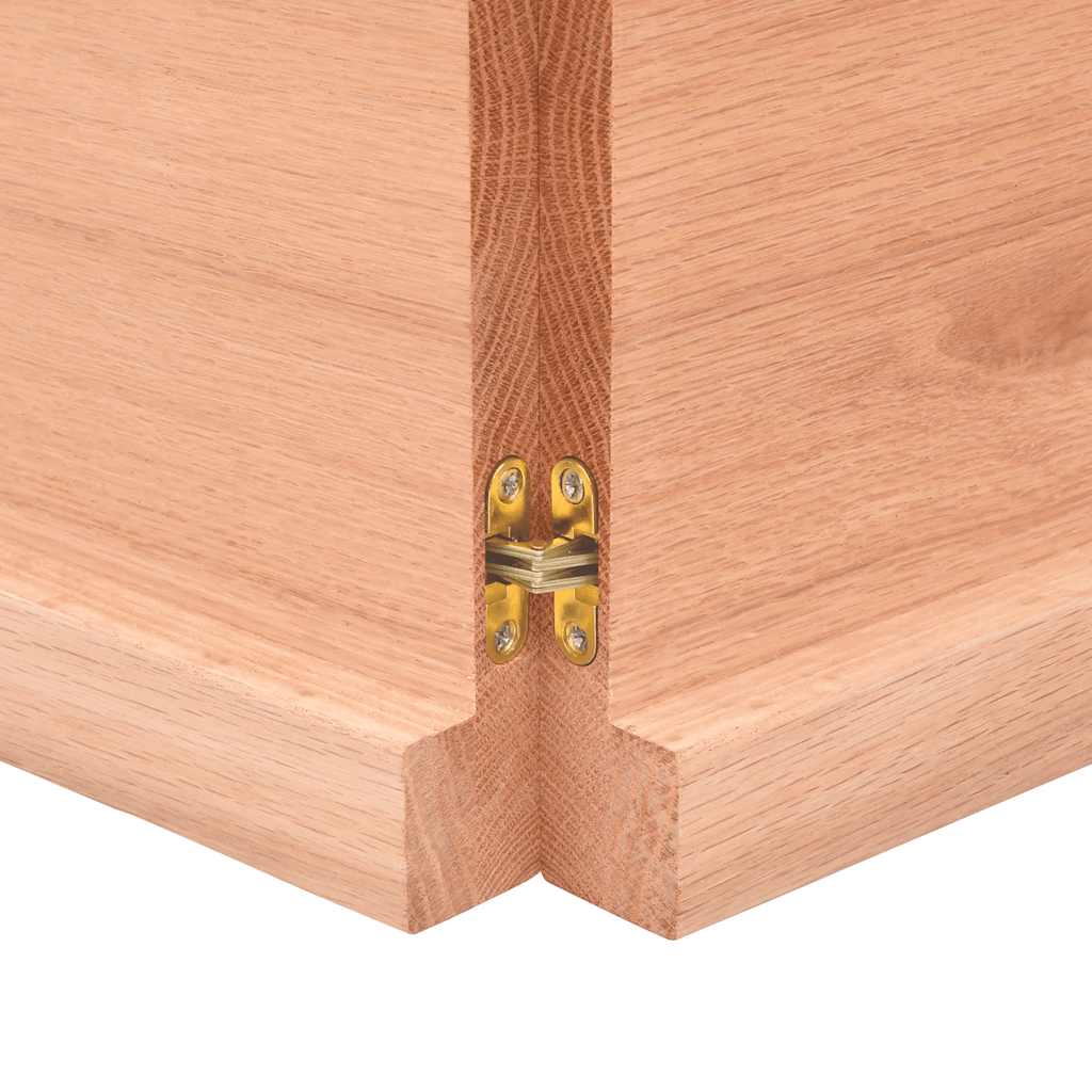 Wandschap 200X50X(2-4)Cm Behandeld Massief Eikenhout Lichtbruin 200 x 50 x 4 cm