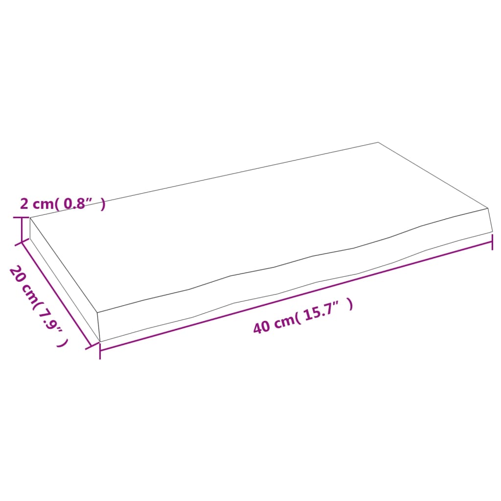 Wandschap Behandeld Massief Eikenhout Donkerbruin 40 x 20 x 2 cm