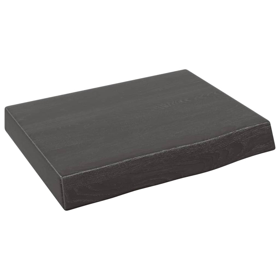 Wandschap 40x30x(2-6)cm behandeld massief eikenhout donkerbruin 40 x 30 x 6 cm