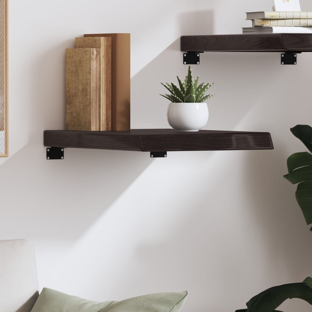 Wandschap 40x60x(2-6)cm behandeld massief eikenhout donkerbruin 40 x 60 x 6 cm