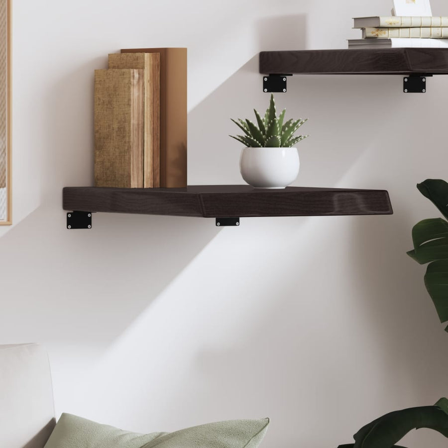 Wandschap 40x60x(2-6)cm behandeld massief eikenhout donkerbruin 40 x 60 x 6 cm