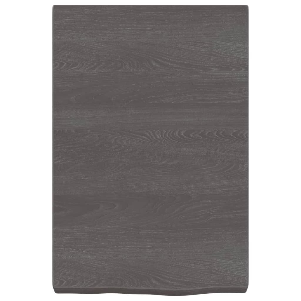 Wandschap 40x60x(2-6)cm behandeld massief eikenhout donkerbruin 40 x 60 x 6 cm