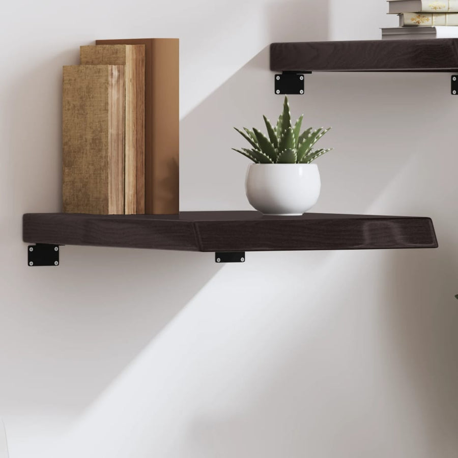 Wandschap 40x60x(2-6)cm behandeld massief eikenhout donkerbruin 40 x 60 x 6 cm