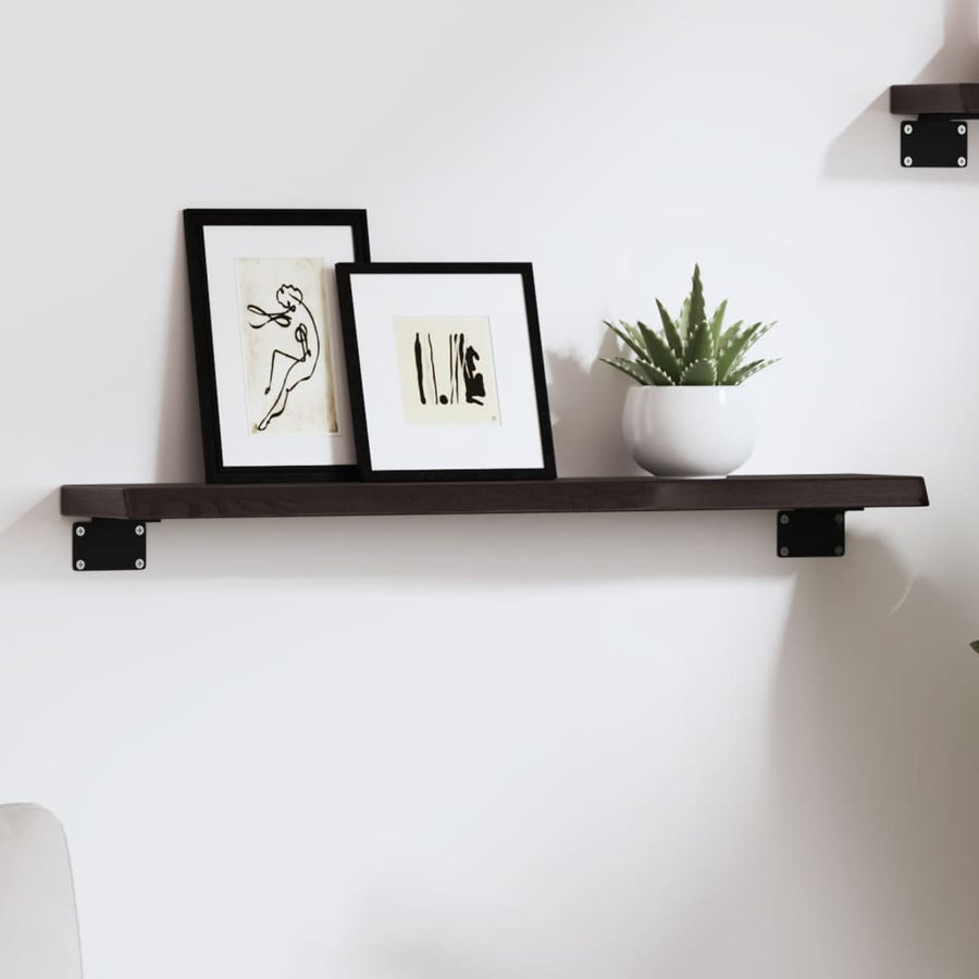 Wandschap 60x10x2 cm behandeld massief eikenhout donkerbruin 60 x 10 x 2 cm