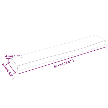 Wandschap 60x10x4 cm behandeld massief eikenhout donkerbruin 60 x 10 x 4 cm