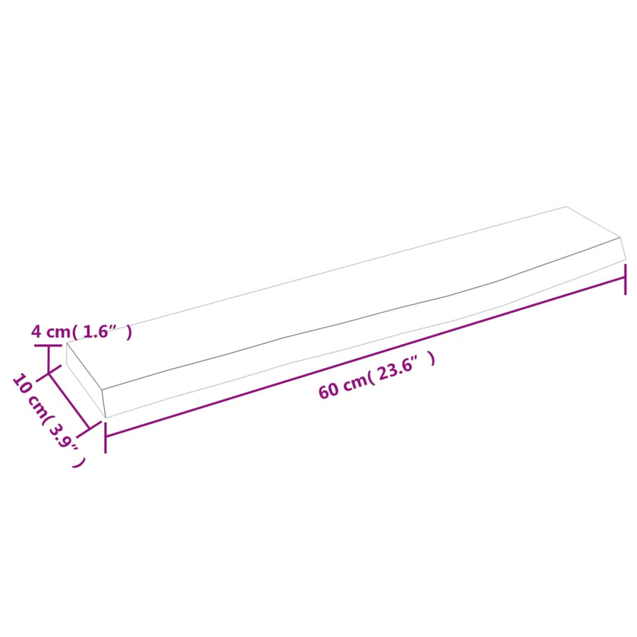 Wandschap 60x10x4 cm behandeld massief eikenhout donkerbruin 60 x 10 x 4 cm