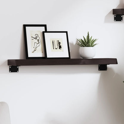 Wandschap 60x10x4 cm behandeld massief eikenhout donkerbruin 60 x 10 x 4 cm