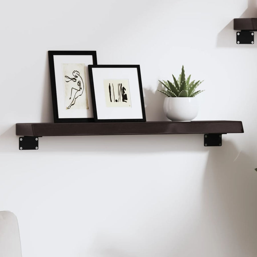 Wandschap 60x10x4 cm behandeld massief eikenhout donkerbruin 60 x 10 x 4 cm