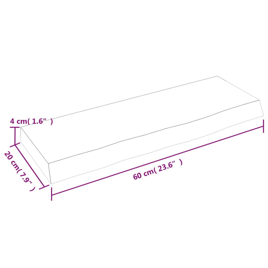 Wandschap 60x20x4 cm behandeld massief eikenhout donkerbruin 60 x 20 x 4 cm