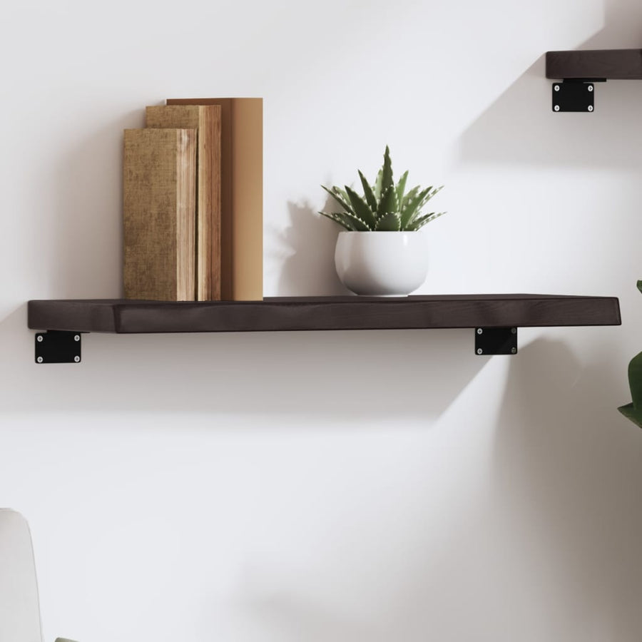 Wandschap 60x20x4 cm behandeld massief eikenhout donkerbruin 60 x 20 x 4 cm
