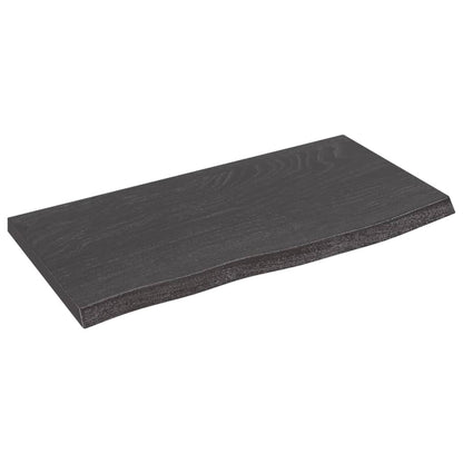 Wandschap 60x30x2 cm behandeld massief eikenhout donkerbruin 60 x 30 x 2 cm