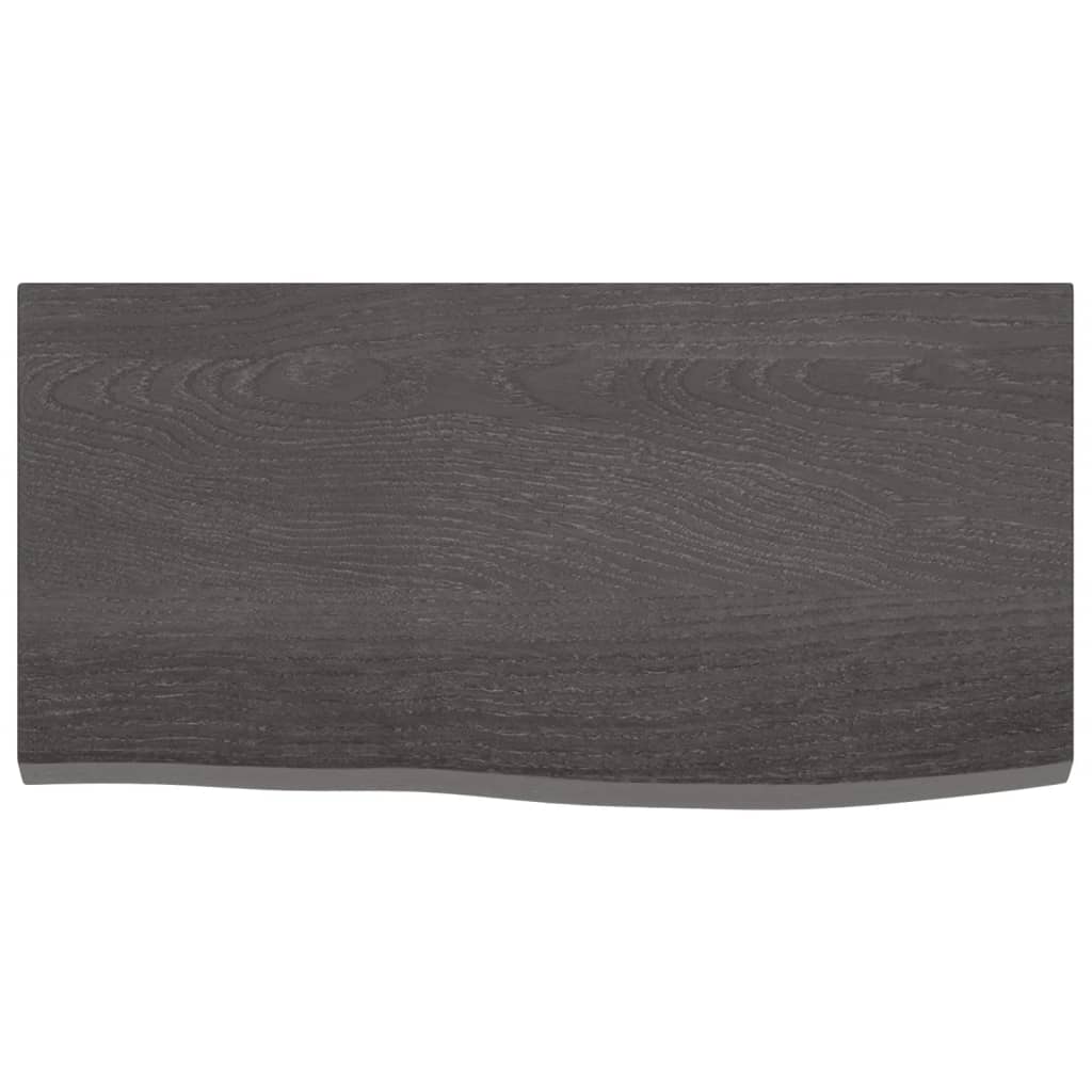 Wandschap 60x30x2 cm behandeld massief eikenhout donkerbruin 60 x 30 x 2 cm