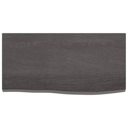 Wandschap 60x30x2 cm behandeld massief eikenhout donkerbruin 60 x 30 x 2 cm