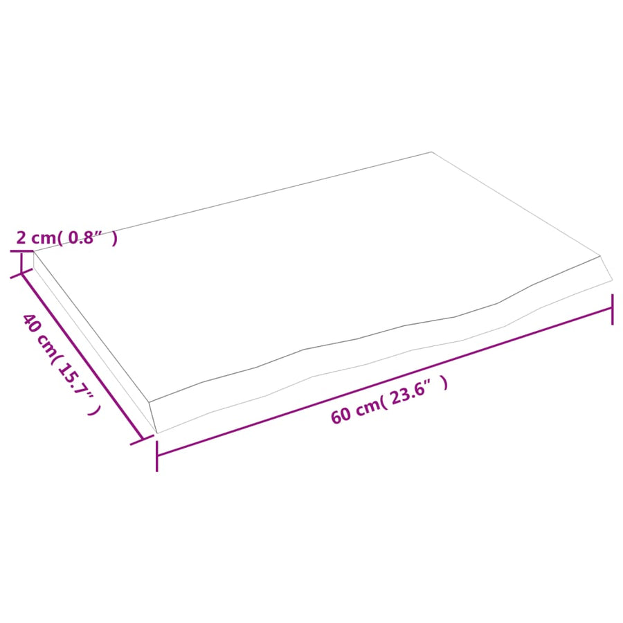 Wandschap 60x40x2 cm behandeld massief eikenhout donkerbruin 60 x 40 x 2 cm